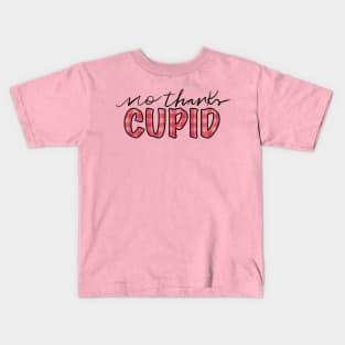 No thanks Cupid Valentine’s Day pink plaid design Kids T-Shirt